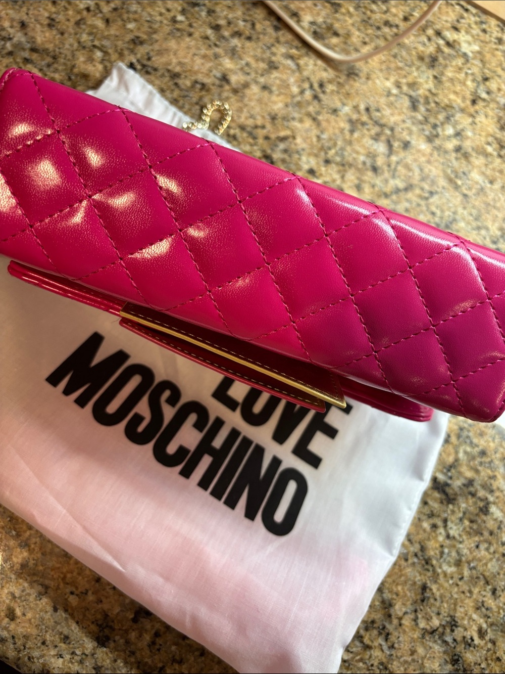 Love Moschino Hot Pink Quilted Crossbody with Gold Hardware - Picture 6 of 7